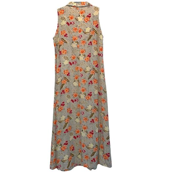Access Linen Blend Floral Sleeveless Collared Maxi Dress size 8 - Picture 2 of 7